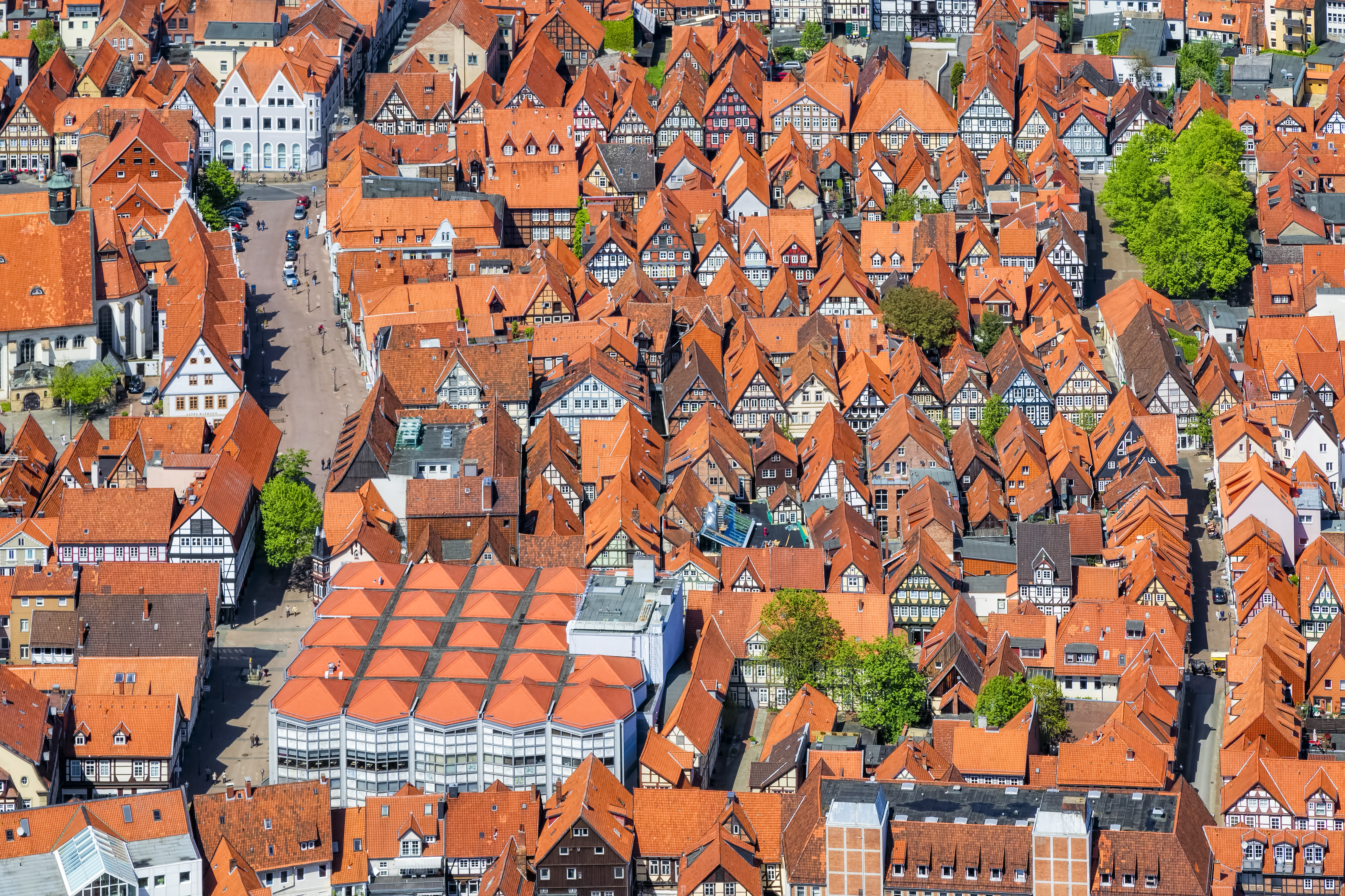 an aerial view of a city