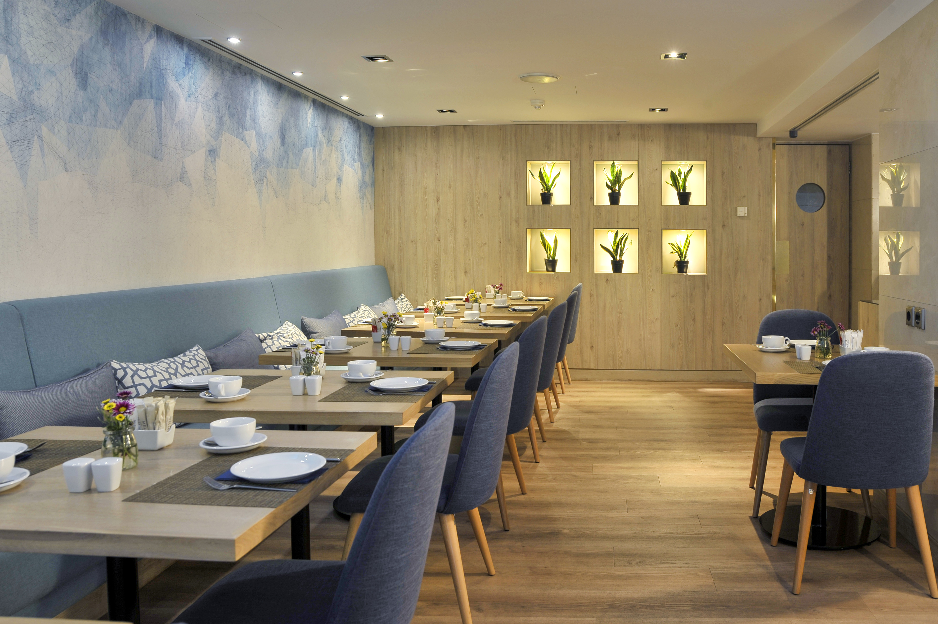 a room with tables and chairs