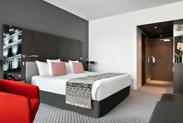 a bed in a room