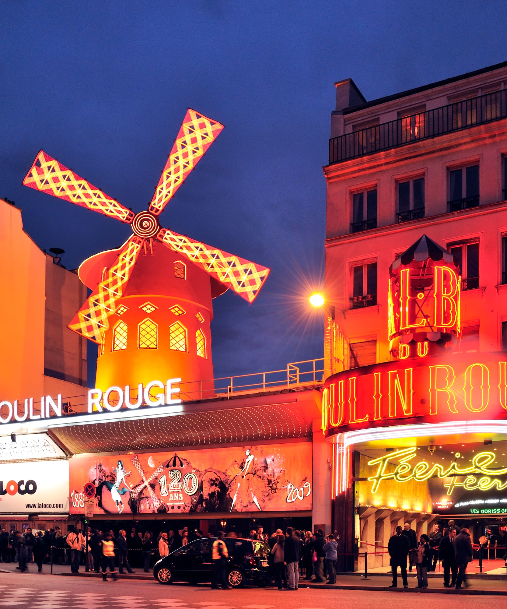 Moulin Rouge with a windmill on top