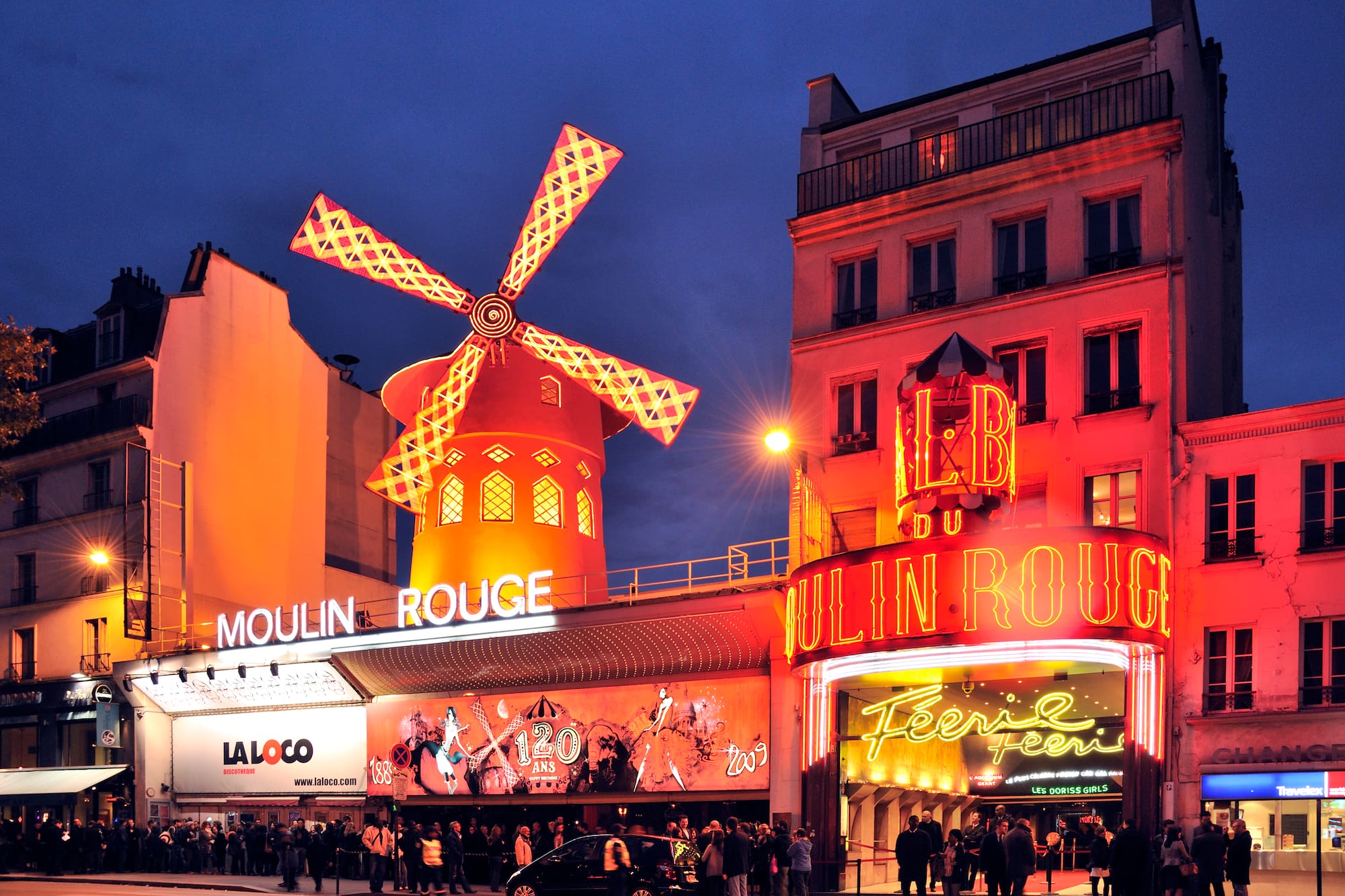 Moulin Rouge with a windmill on top