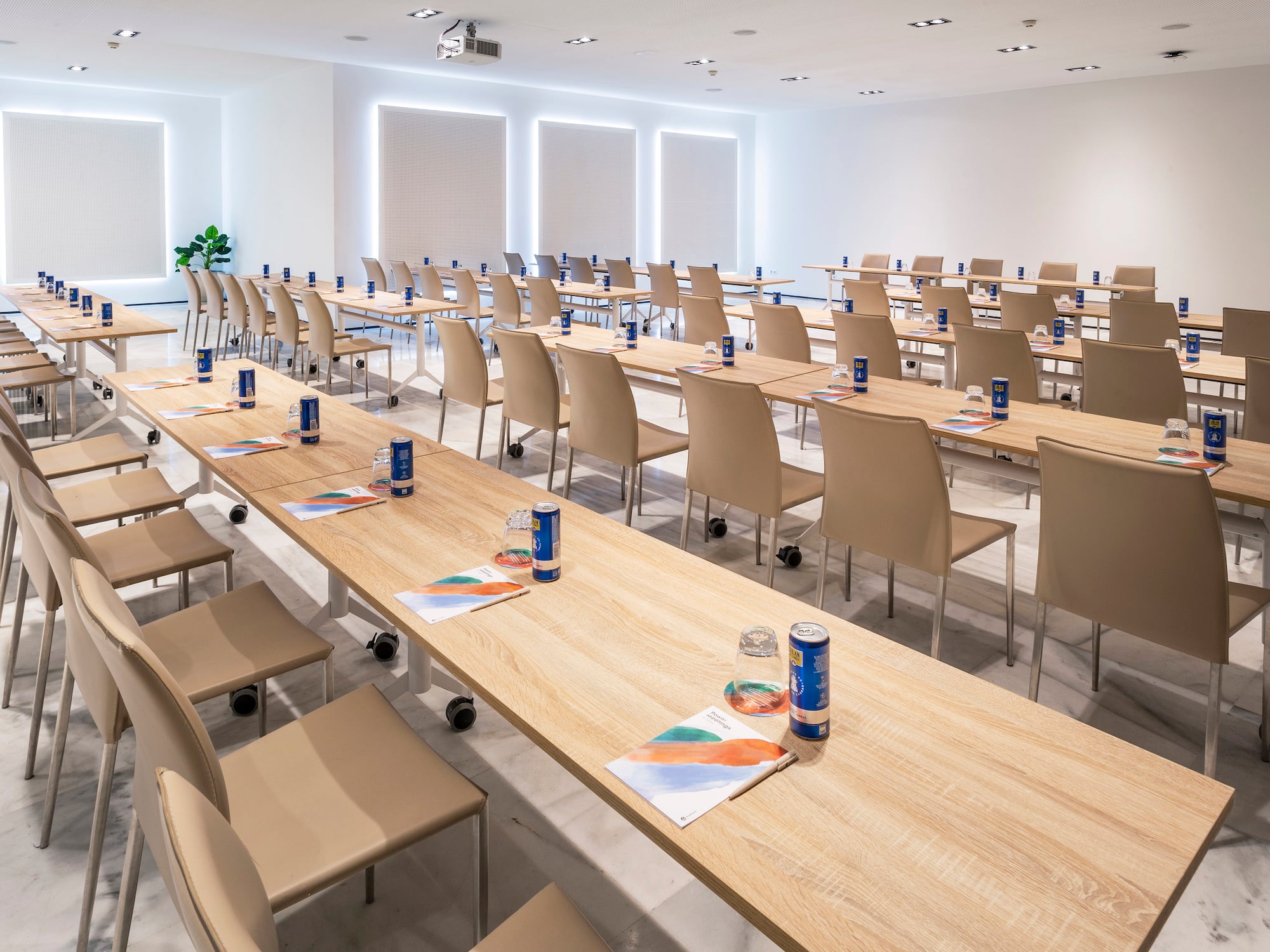 a room with tables and chairs