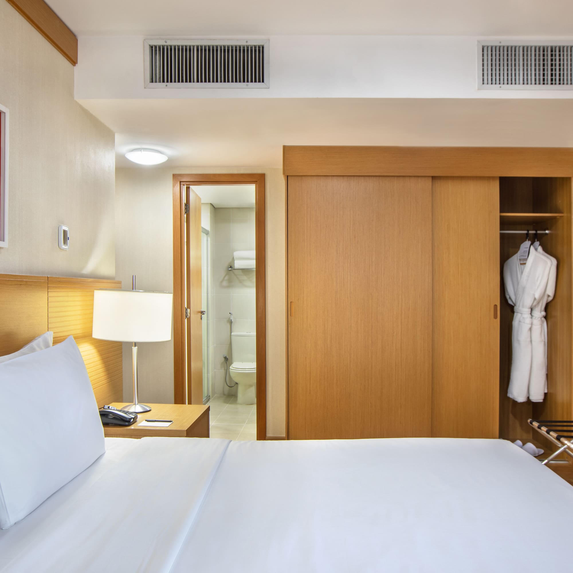 a room with a bed and a closet