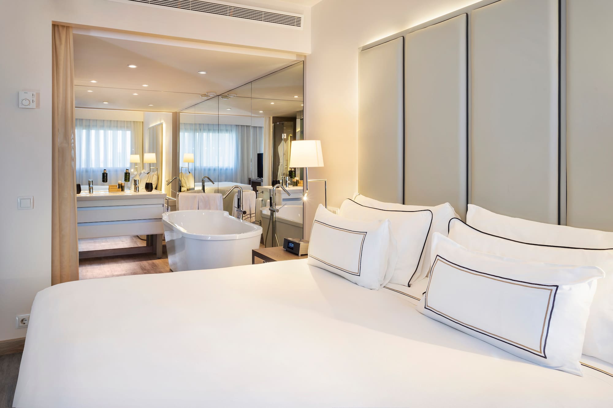 a large bed in a hotel room