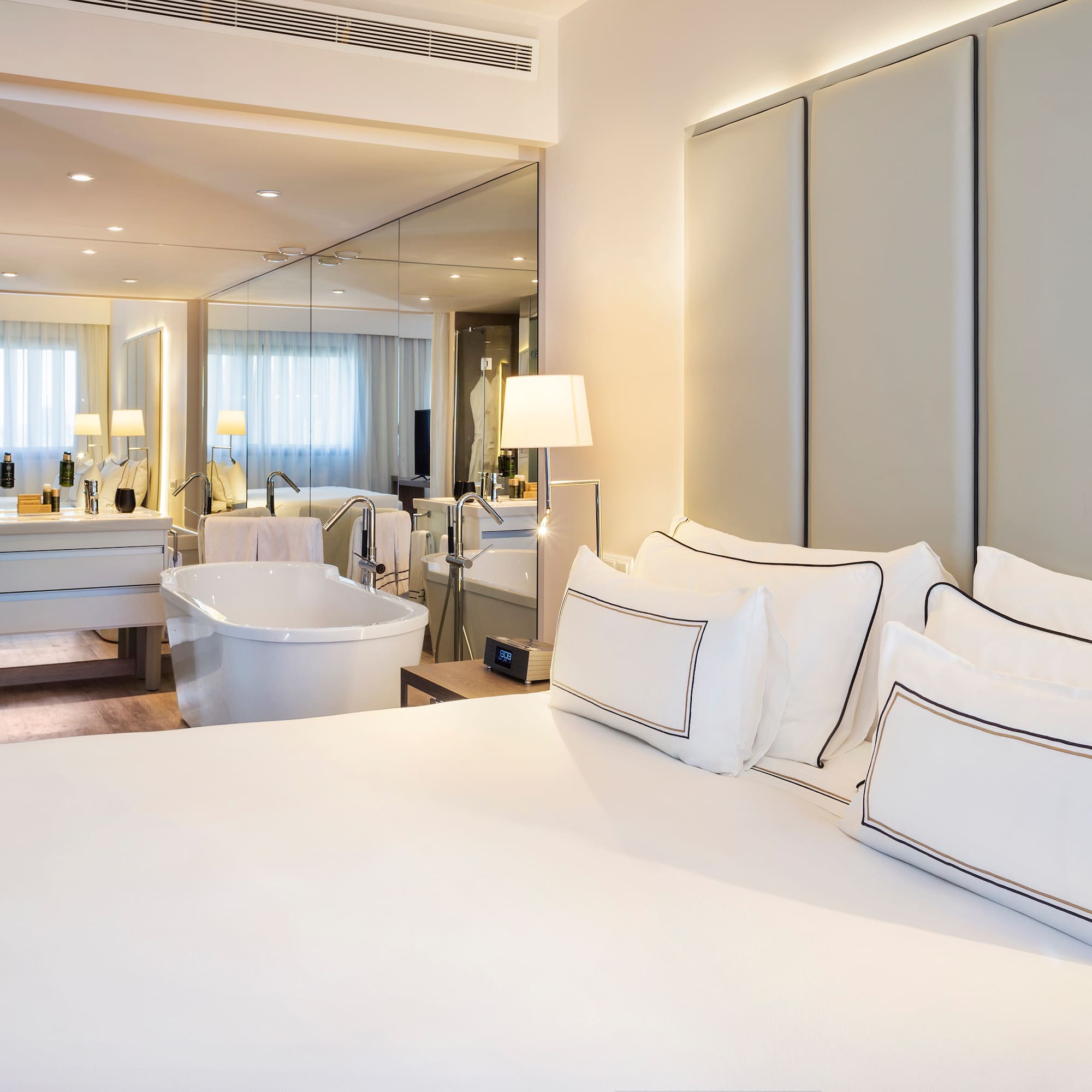 a large bed in a hotel room