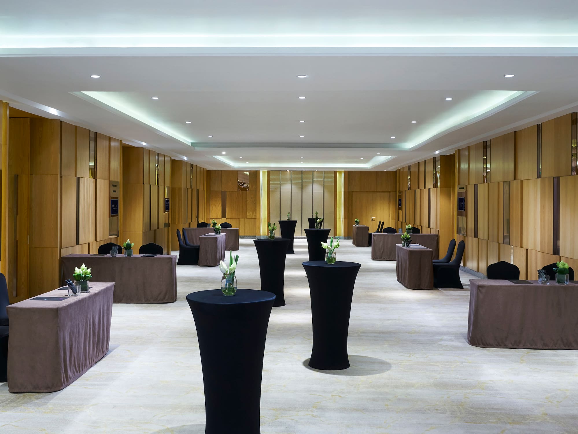 a room with tables and chairs