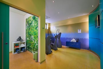 a room with exercise equipment