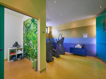 a room with exercise equipment