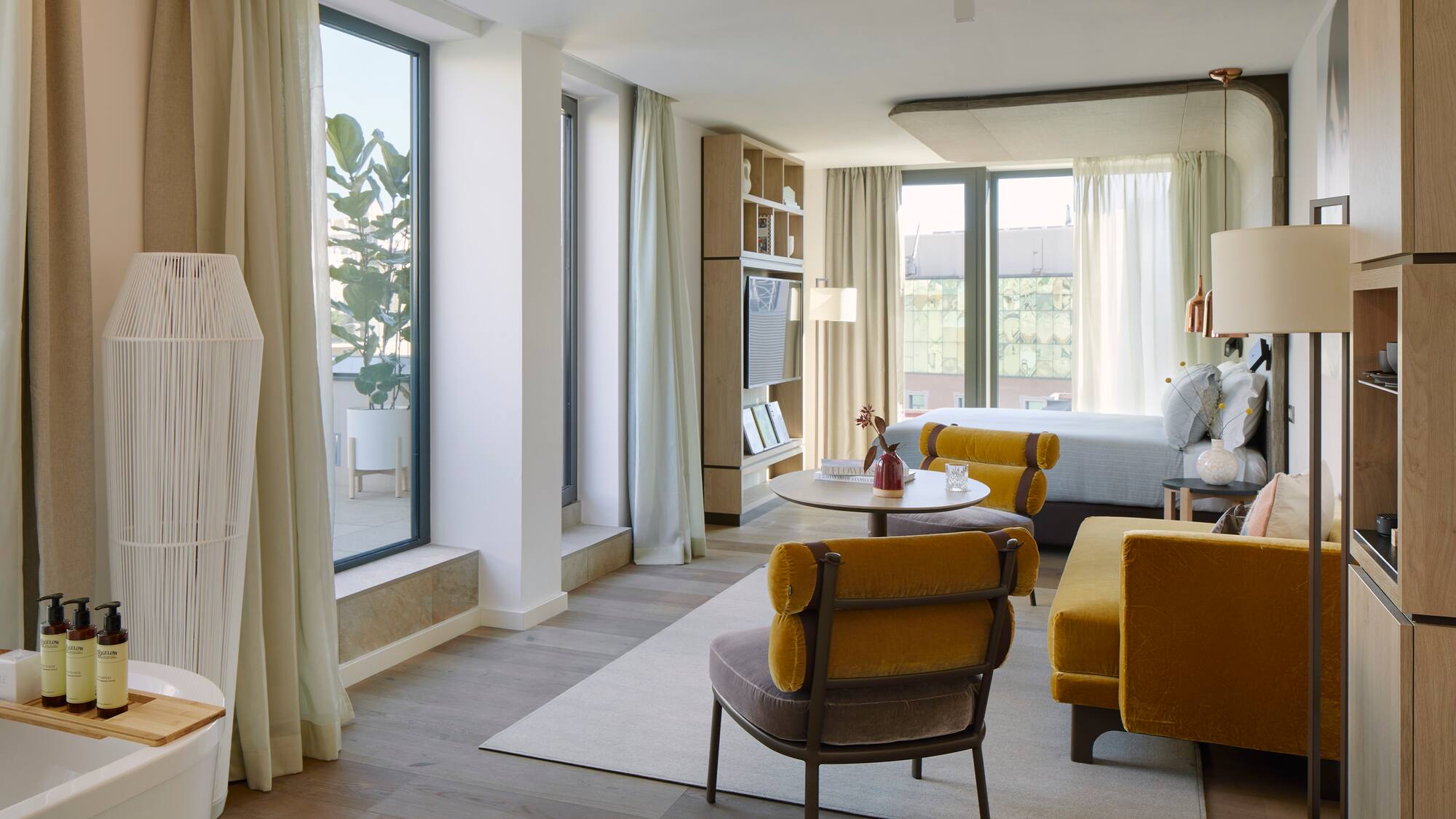 a room with a bed and a couch