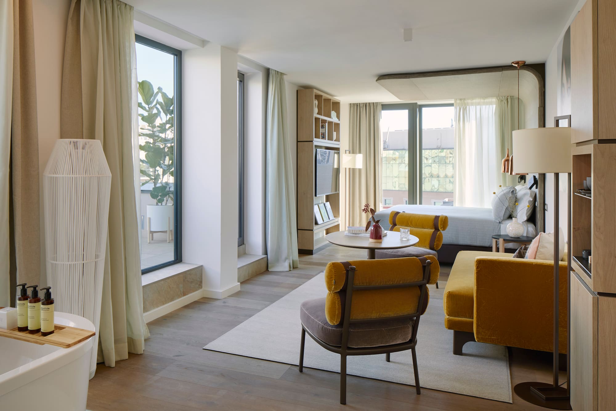 a room with a bed and a couch