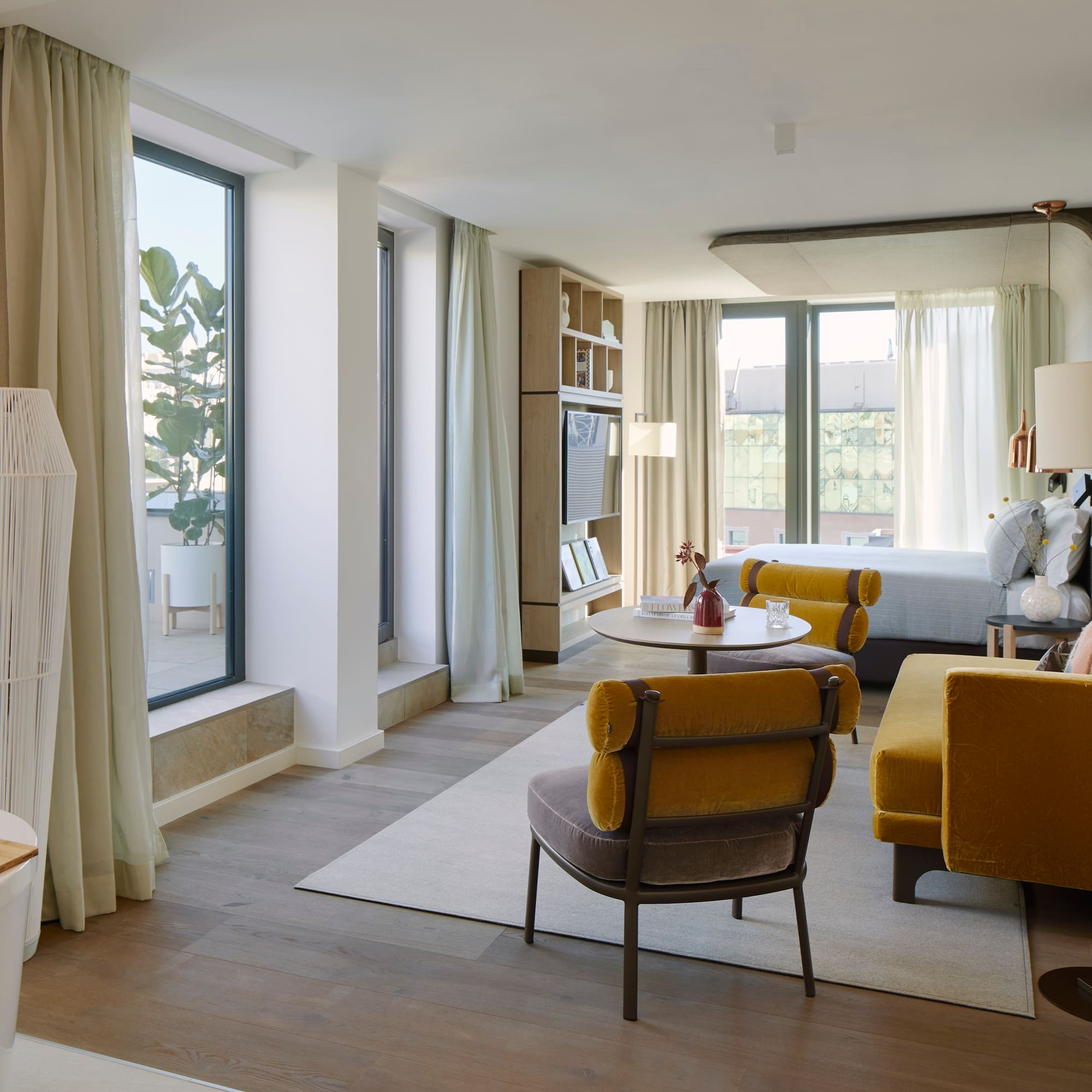 a room with a bed and a couch