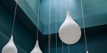 a group of white lights from strings