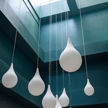 a group of white lights from strings