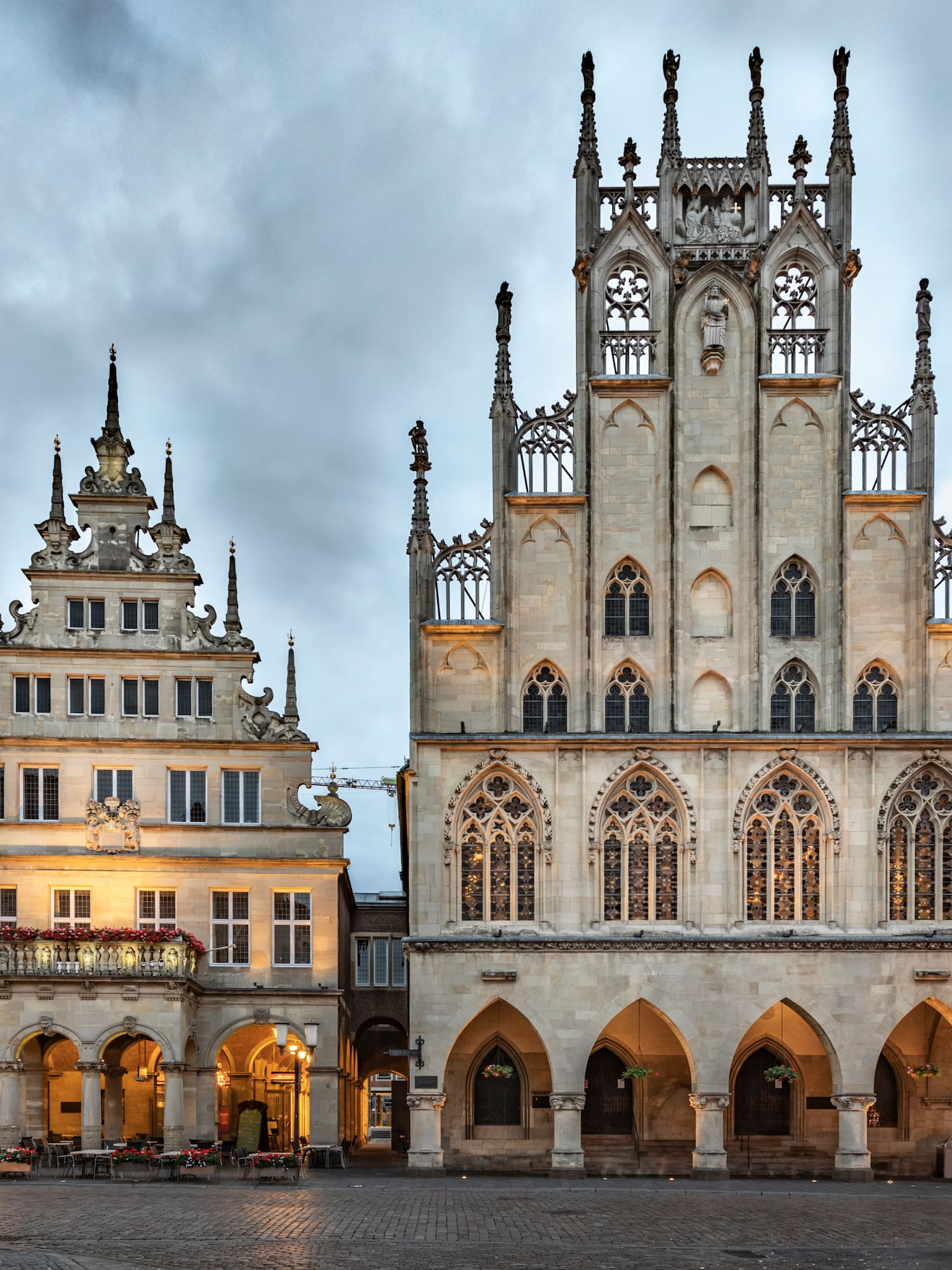 a large stone building with many windows