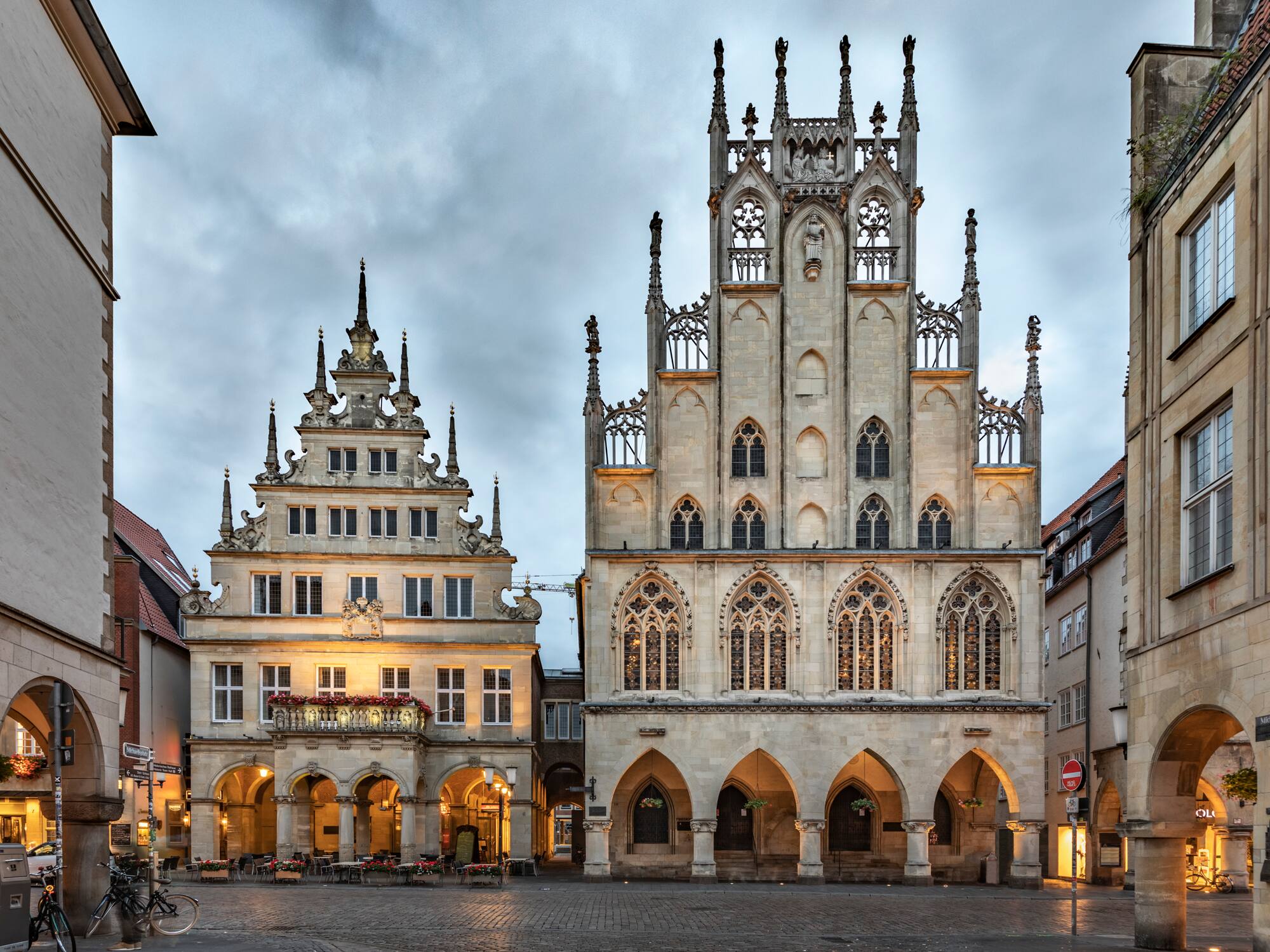 a large stone building with many windows