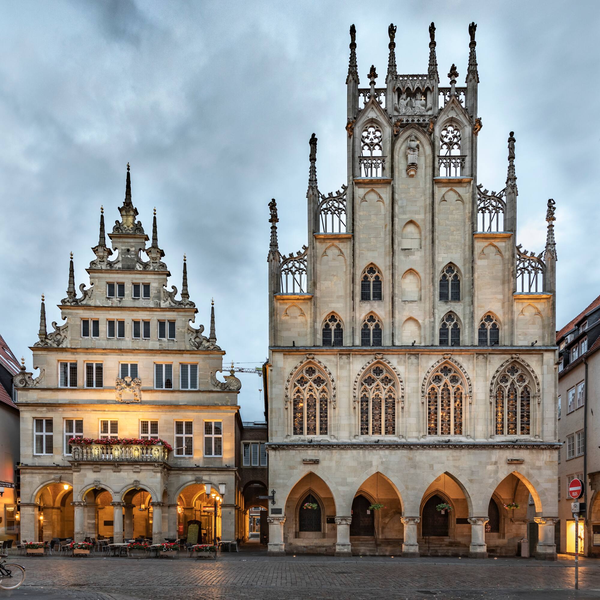 a large stone building with many windows