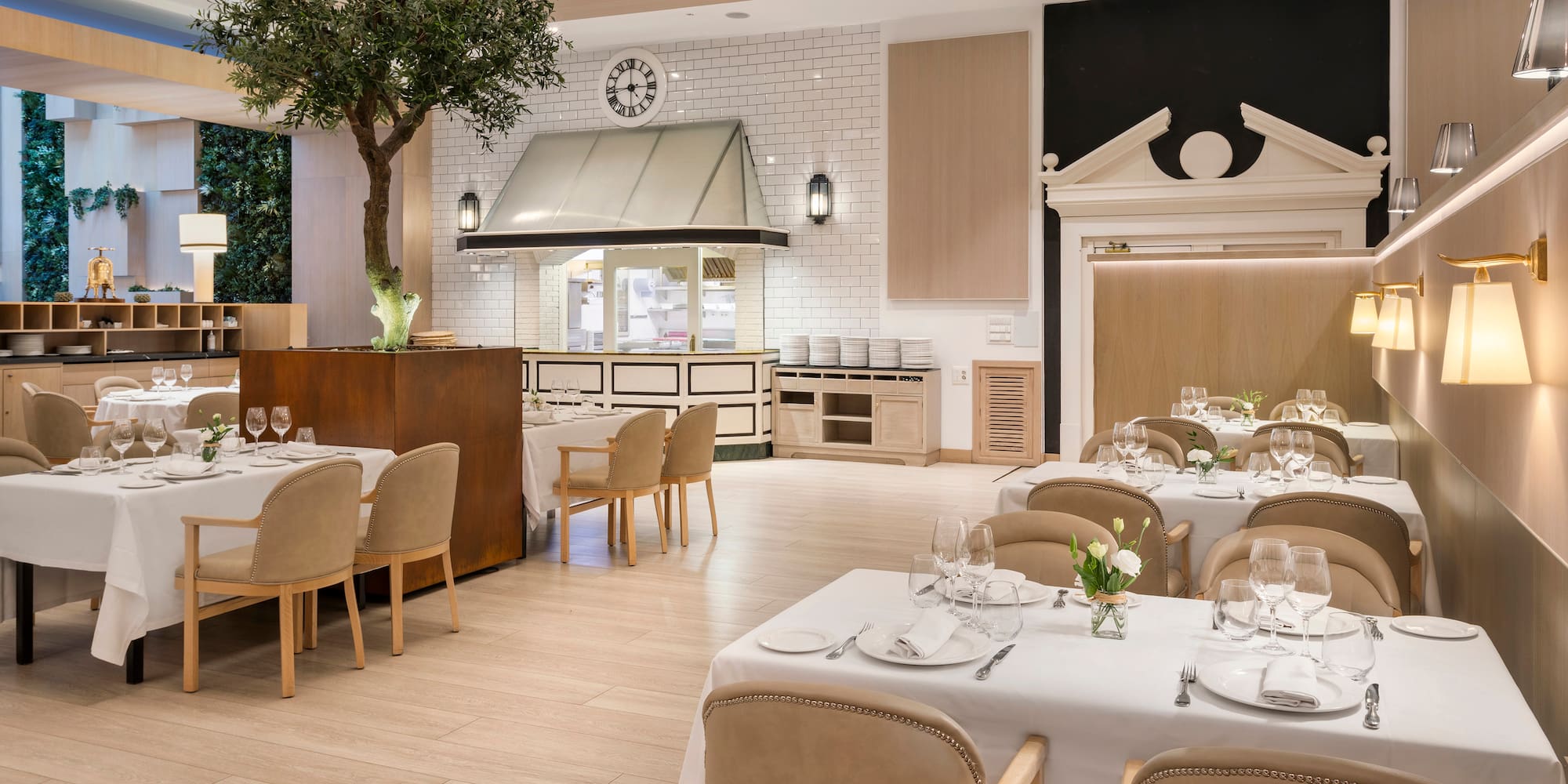 a room with tables and chairs