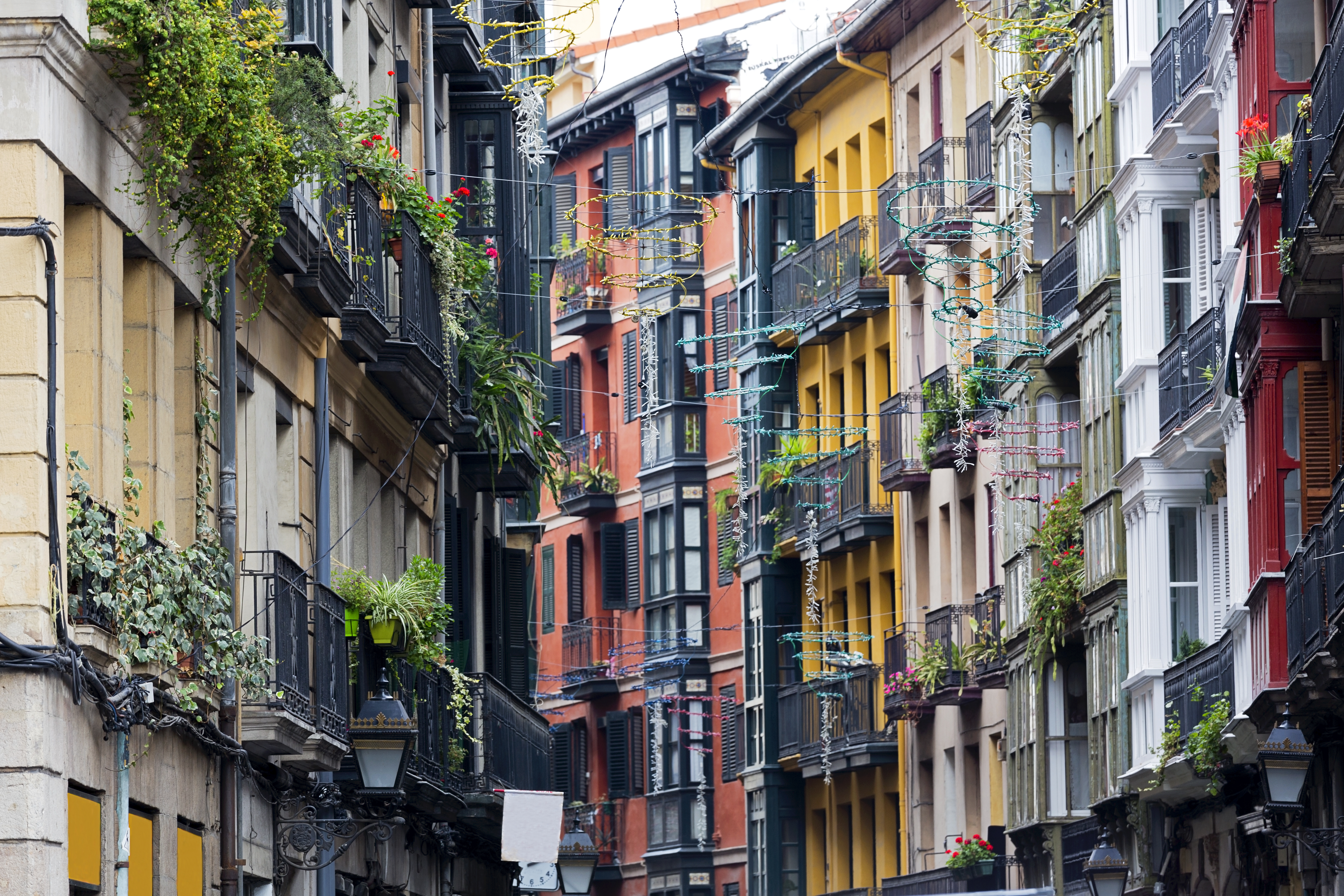 a street with buildings and trees