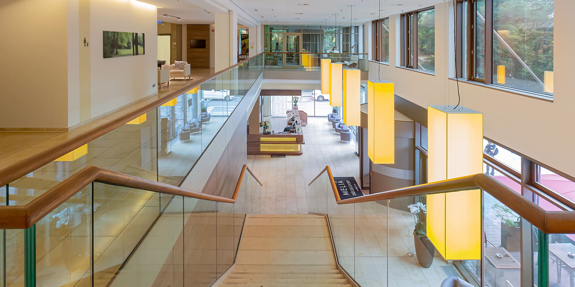 a staircase in a building