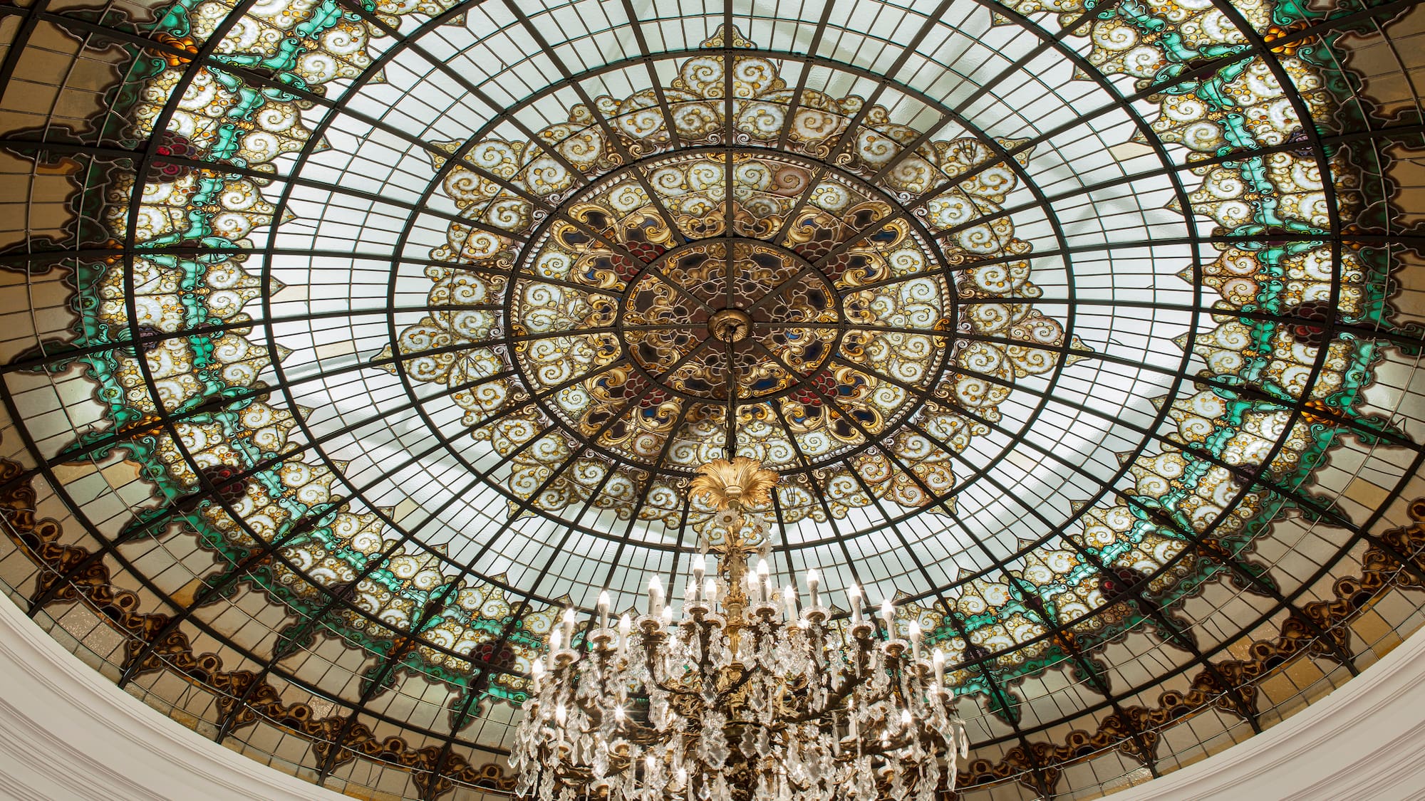a chandelier in a ceiling