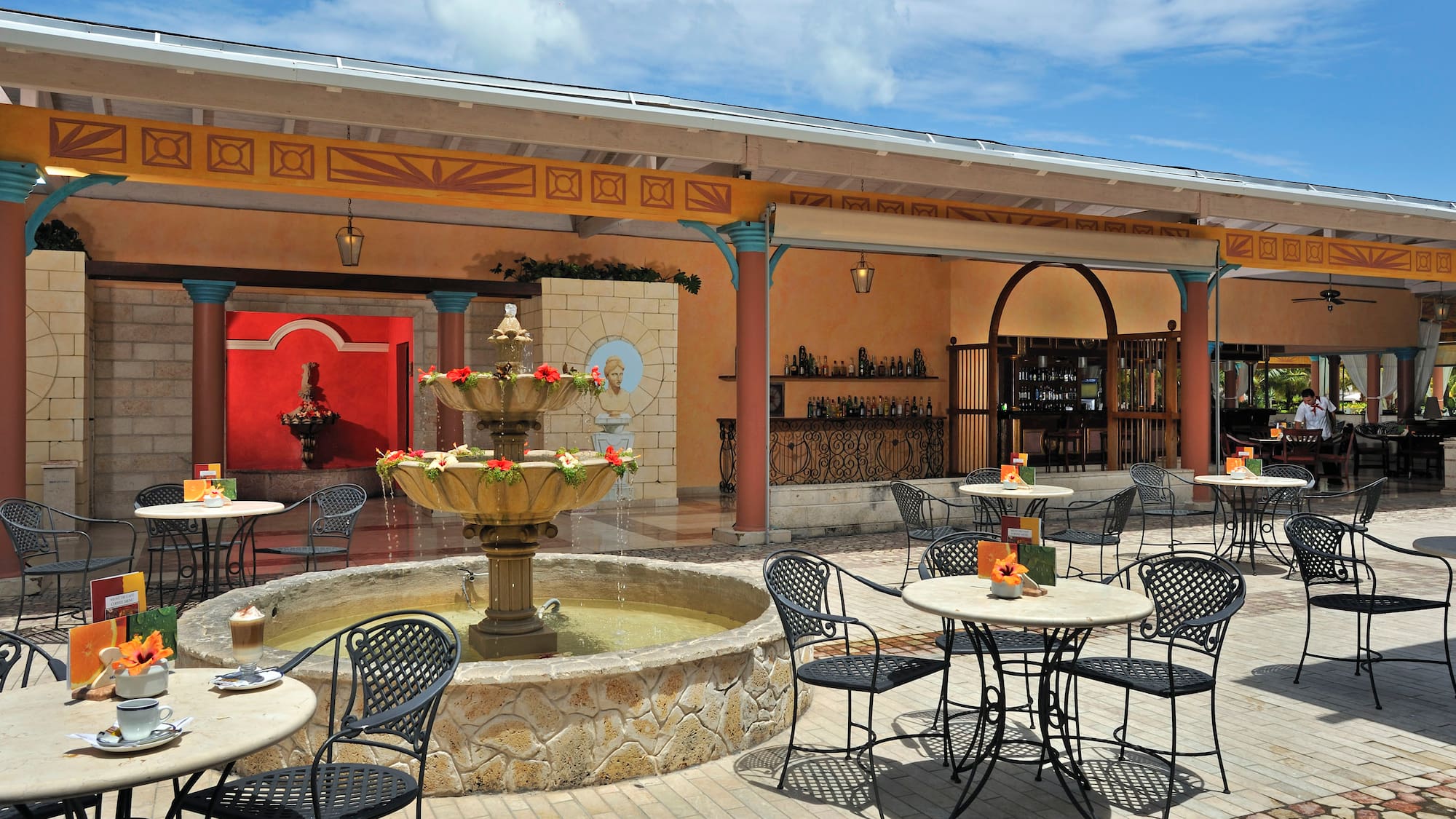 a fountain outside a building