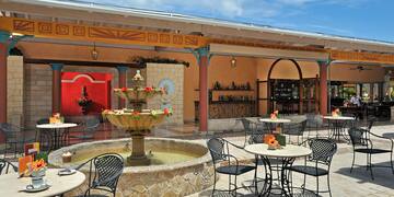 a fountain outside a building
