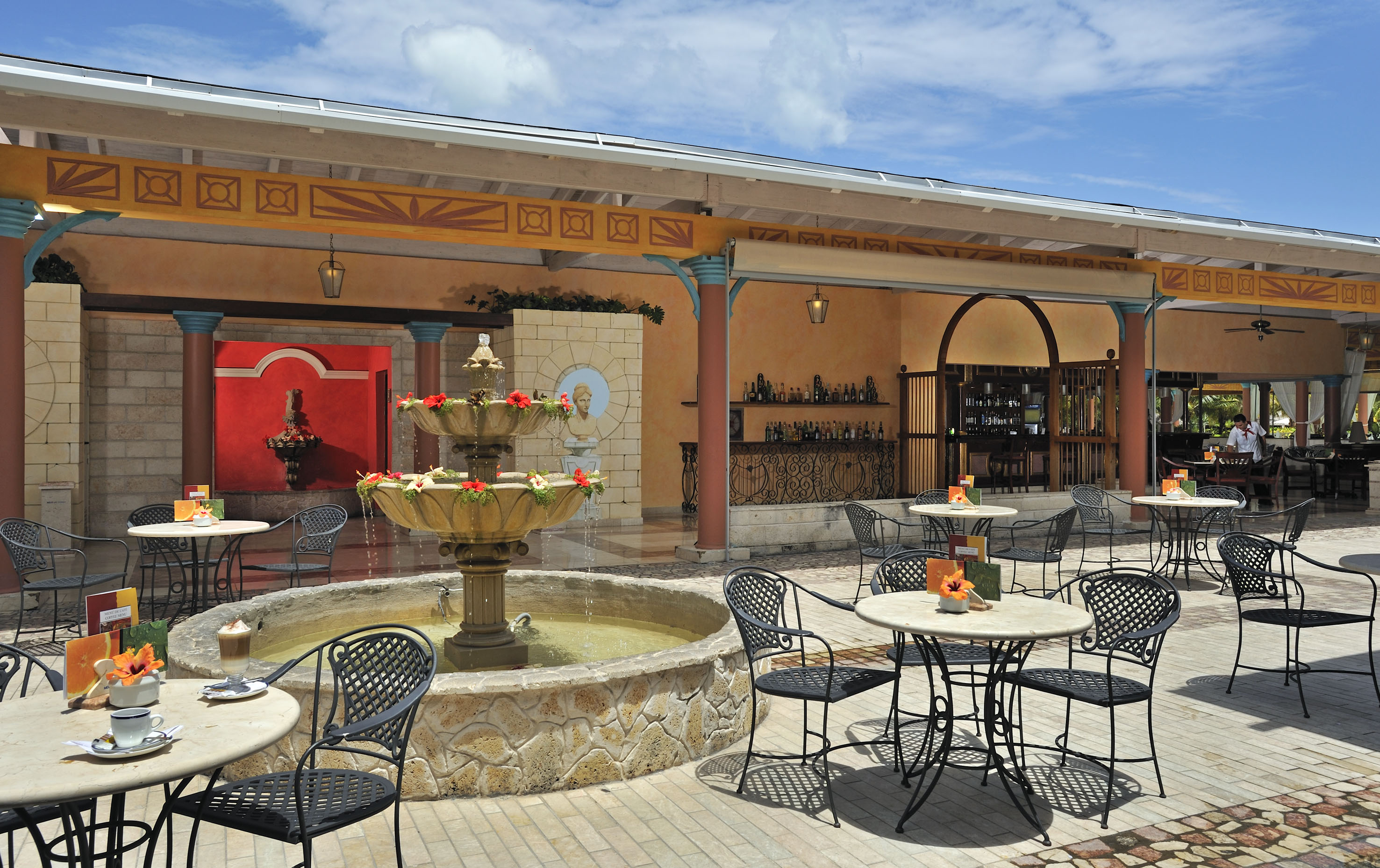 a fountain outside a building