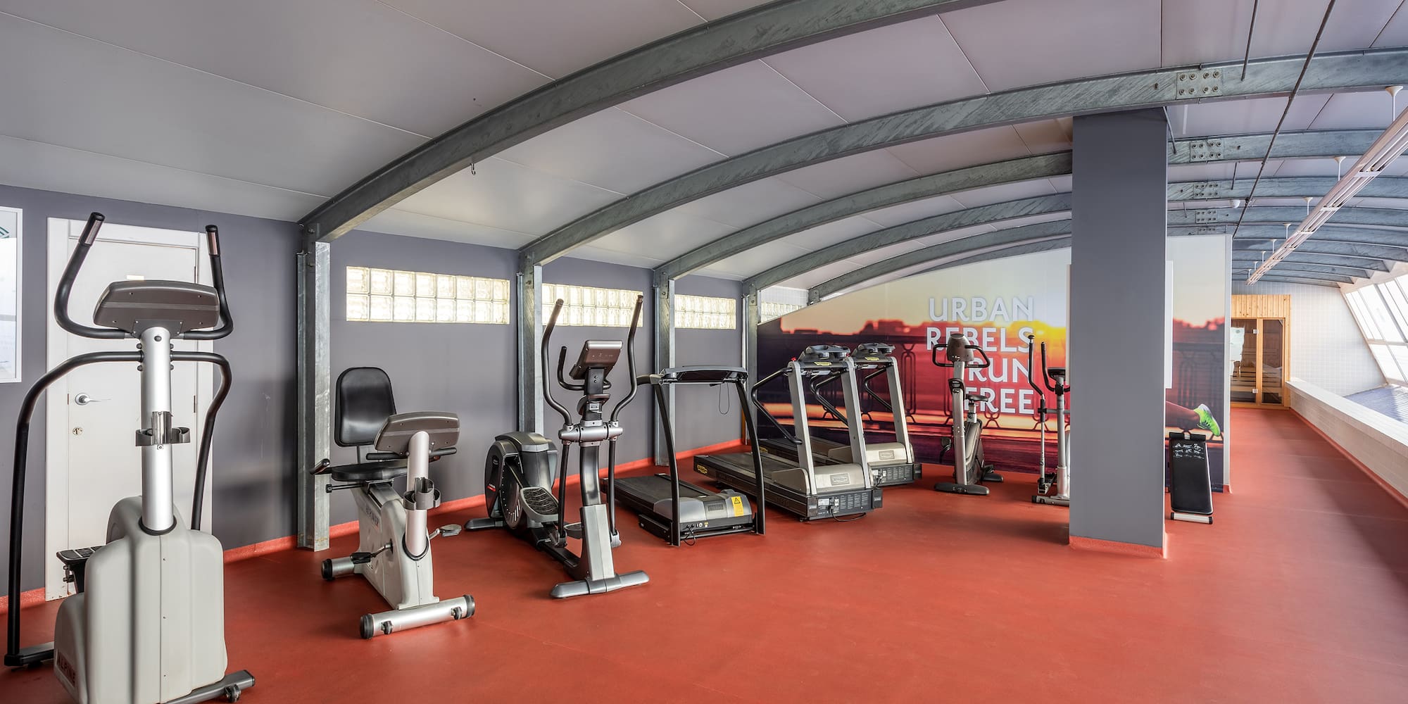 a gym with exercise equipment