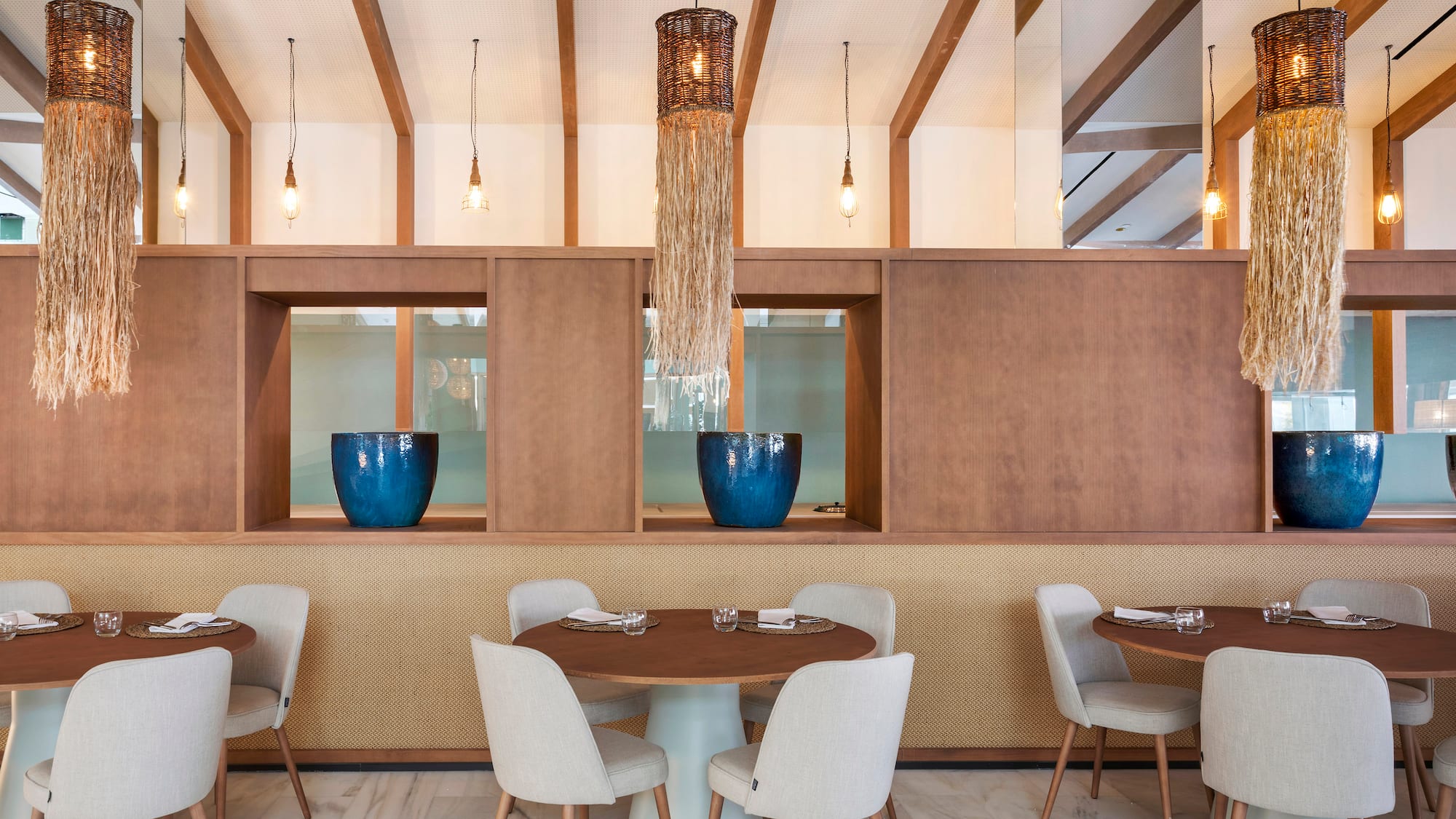 a room with a table and chairs