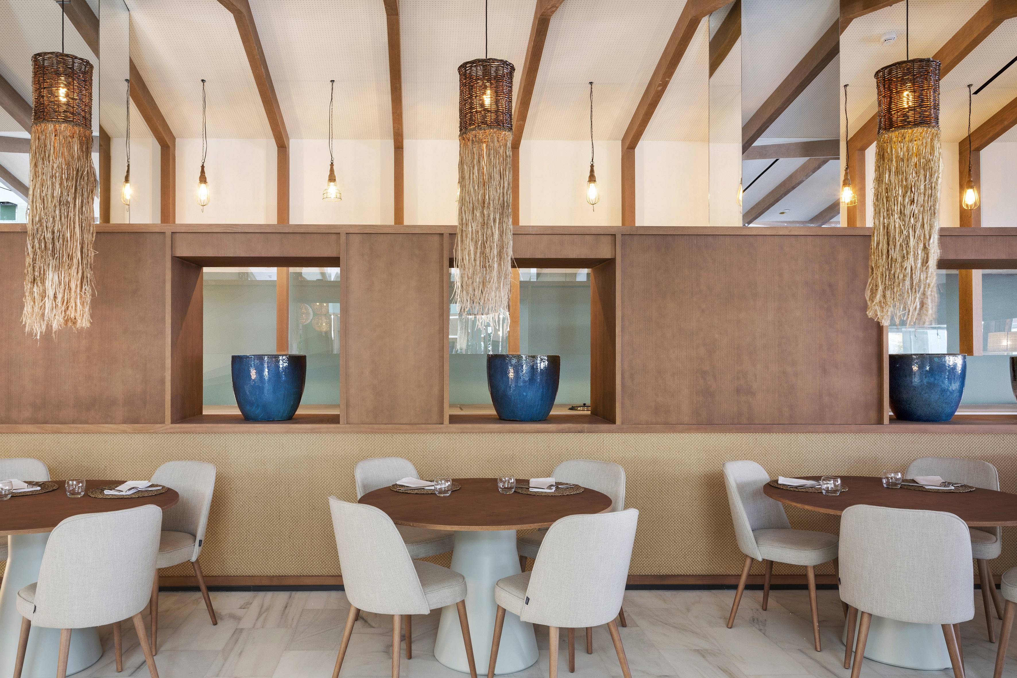 a room with a table and chairs