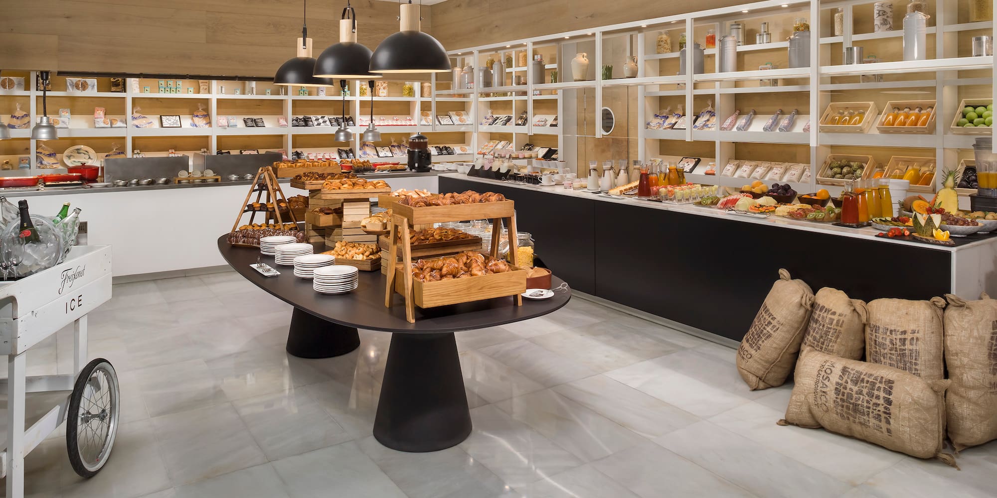 a food store with shelves of food