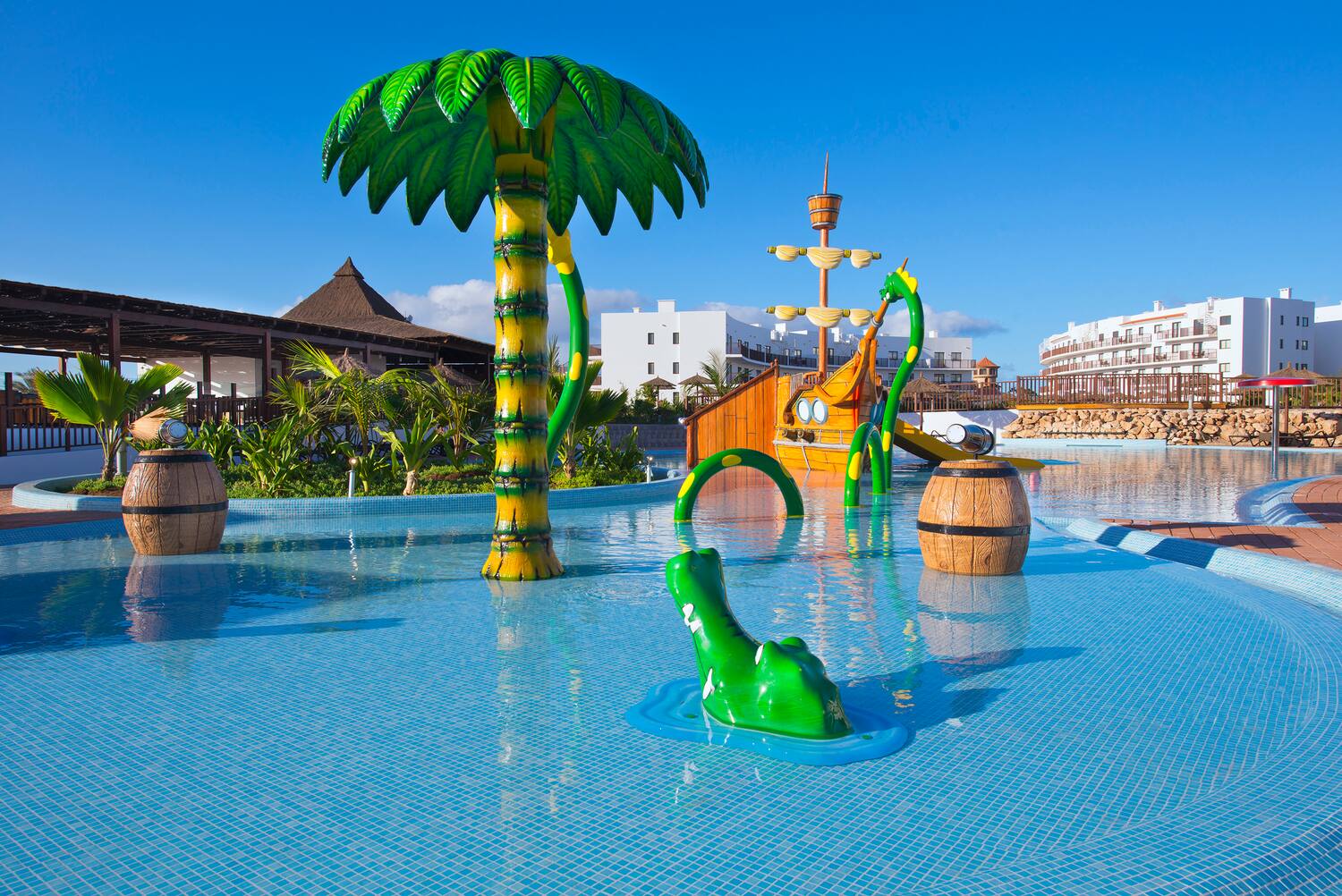 a pool with a toy in it