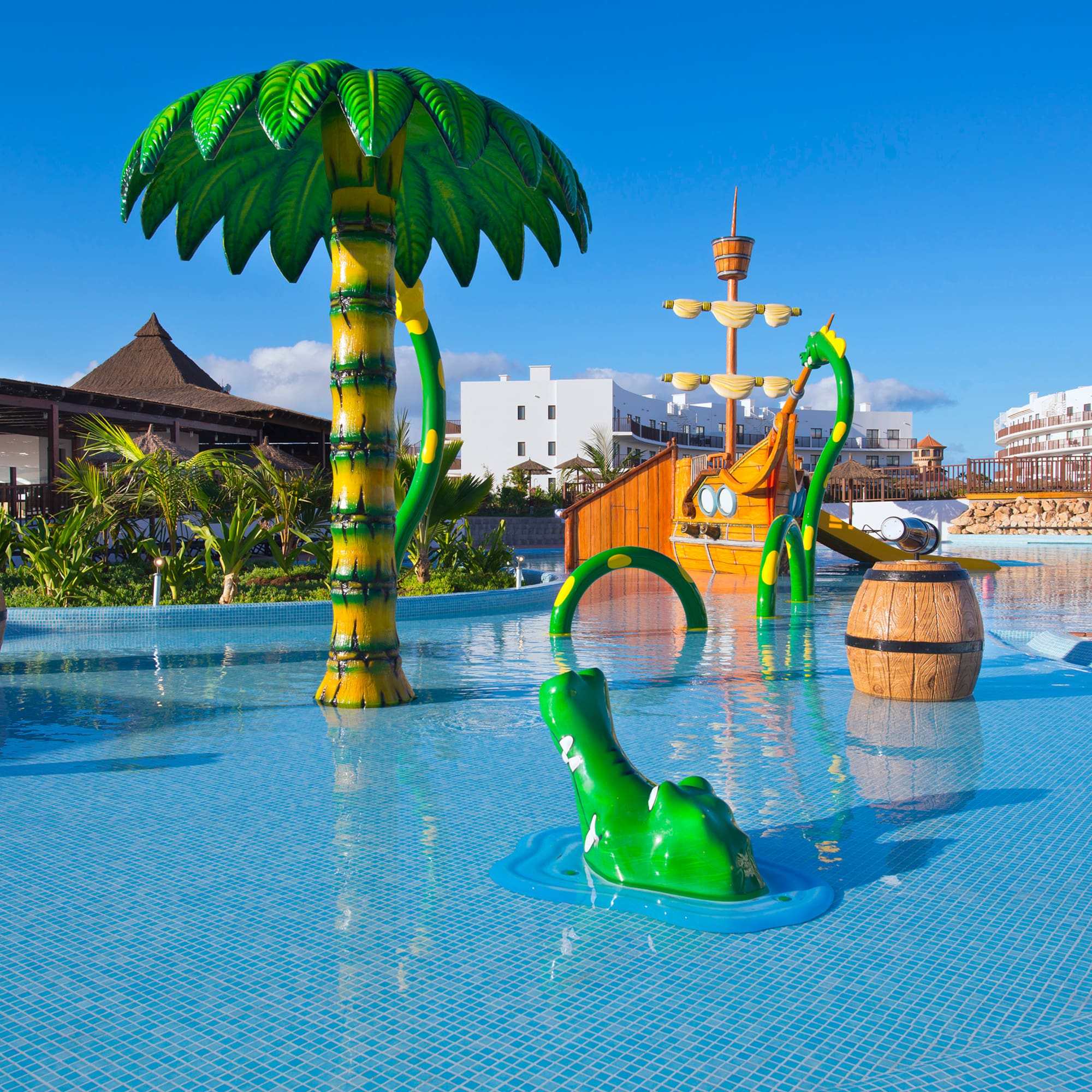 a pool with a toy in it