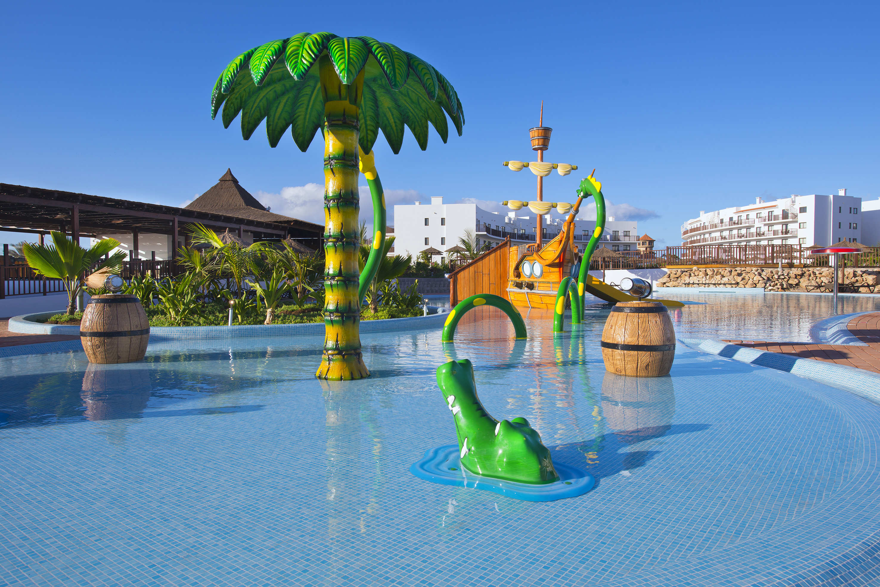 a pool with a toy in it