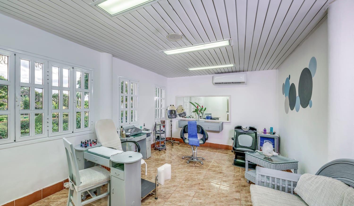 a room with a chair and a table