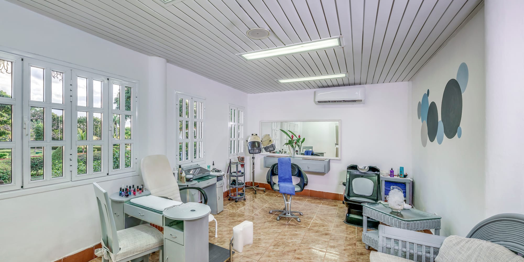 a room with a chair and a table