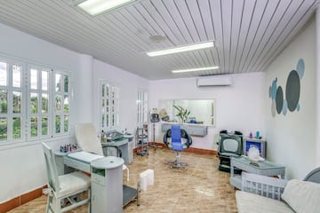 a room with a chair and a table