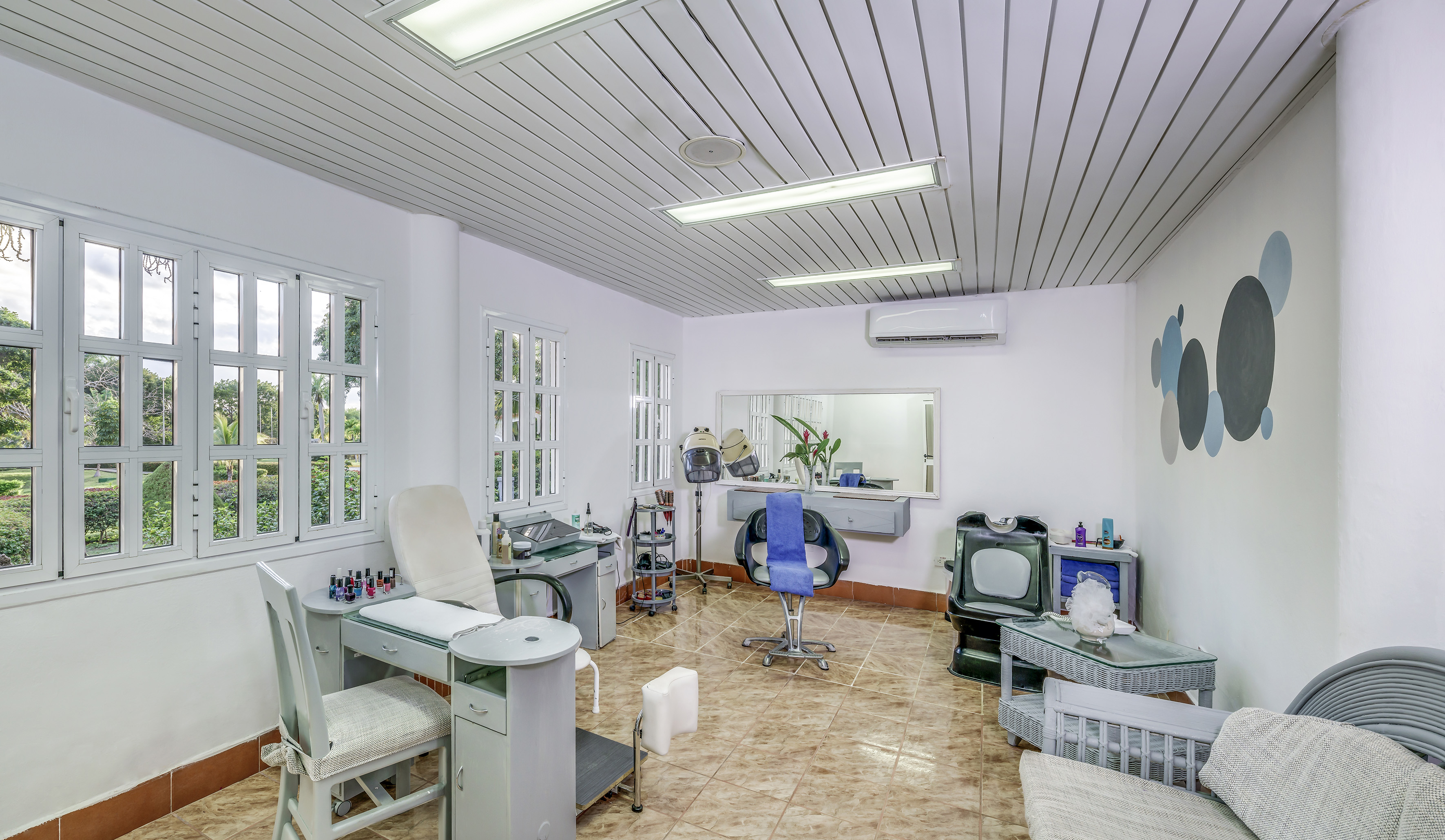 a room with a chair and a table