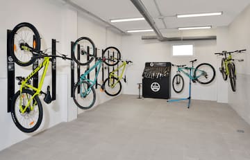 a bike rack in a garage