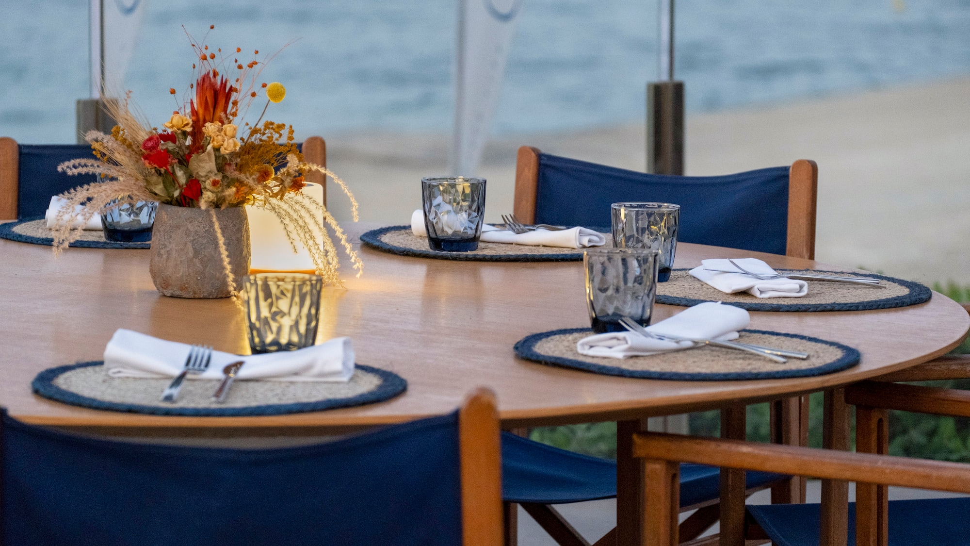 a table set up for a dinner