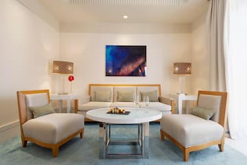 a room with a couch and a table
