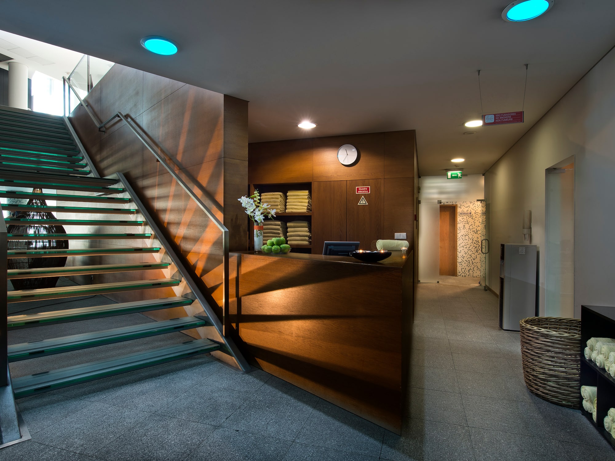 a staircase in a building