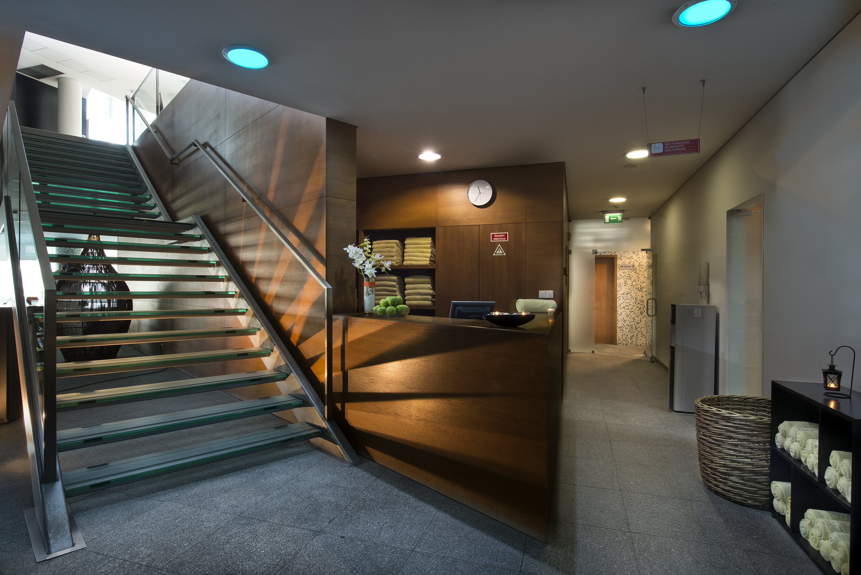 a staircase in a building