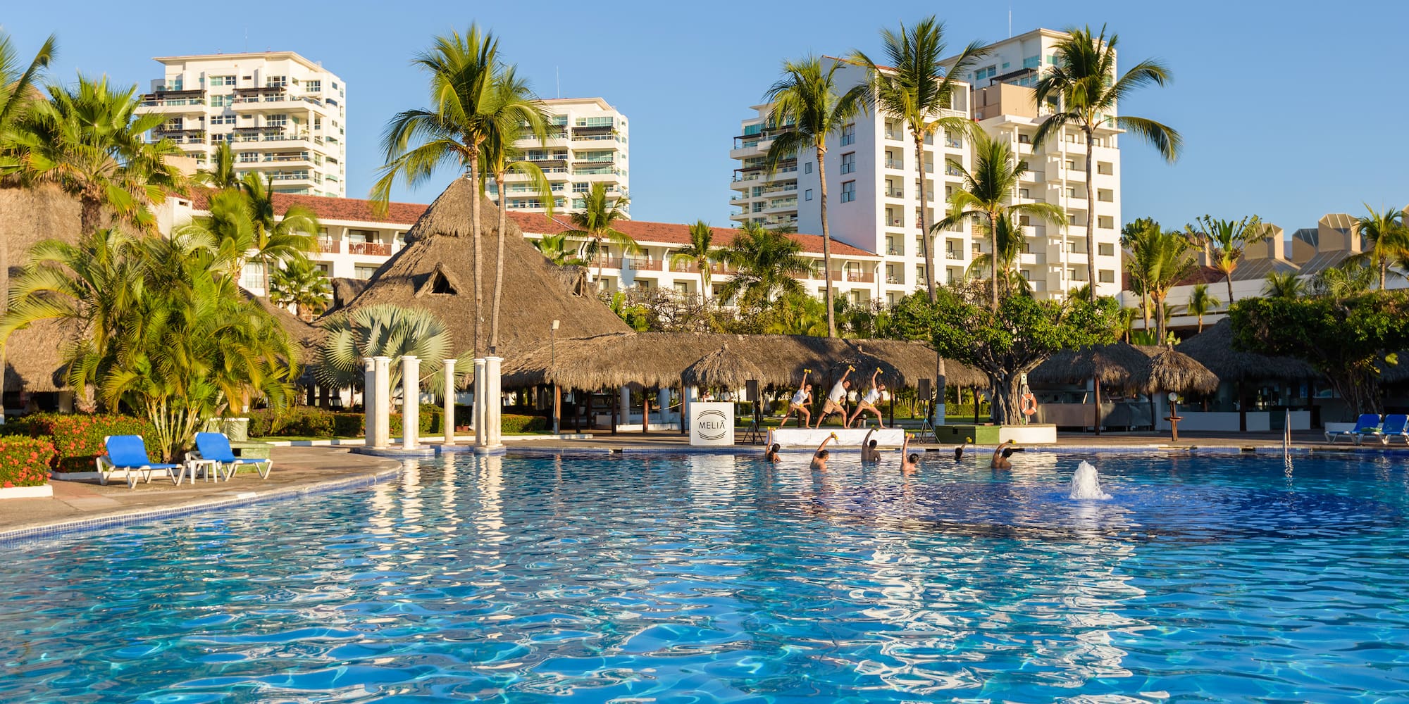 a pool with people in it