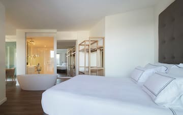 a bed in a room