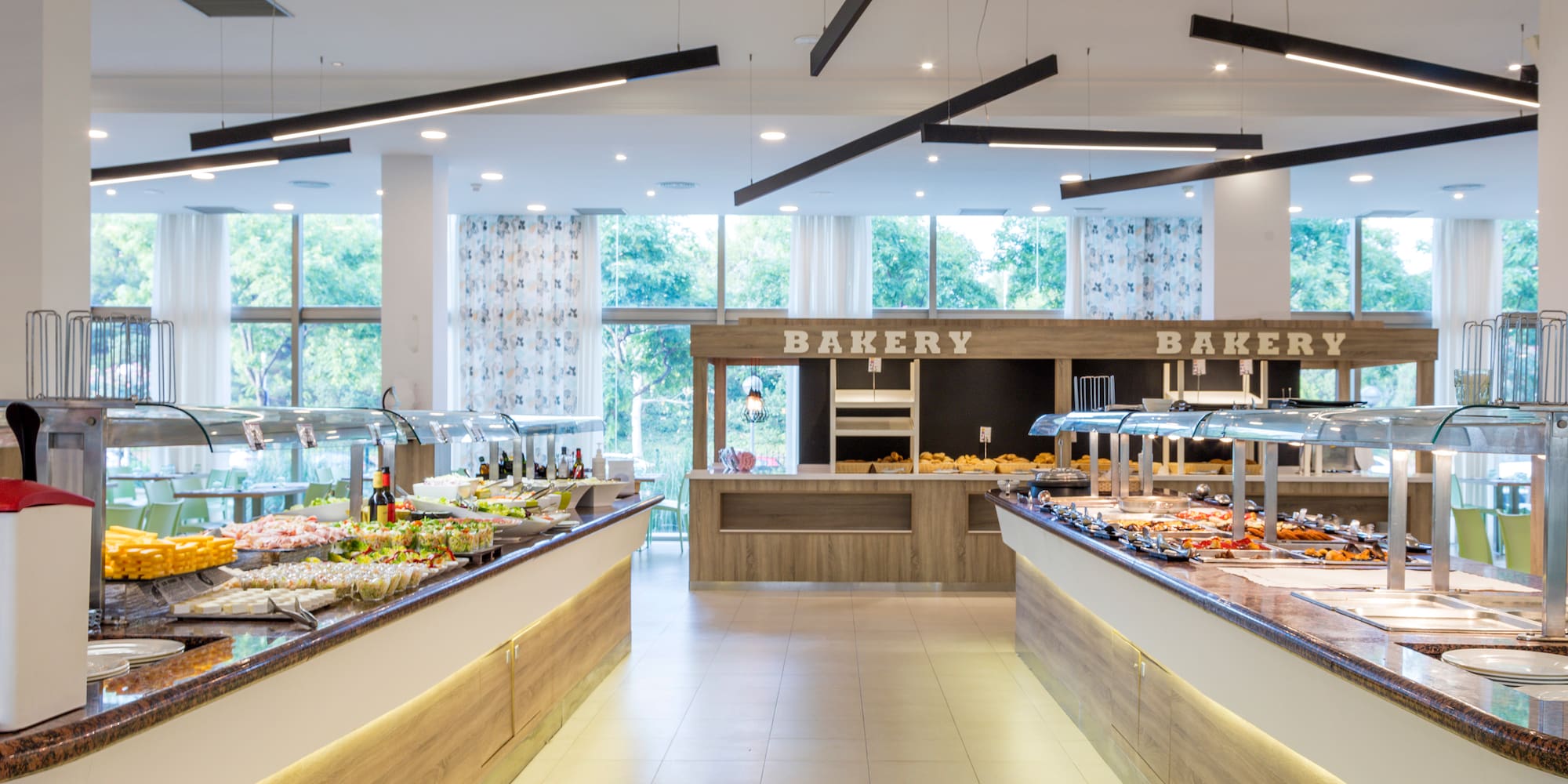 a food buffet in a bakery