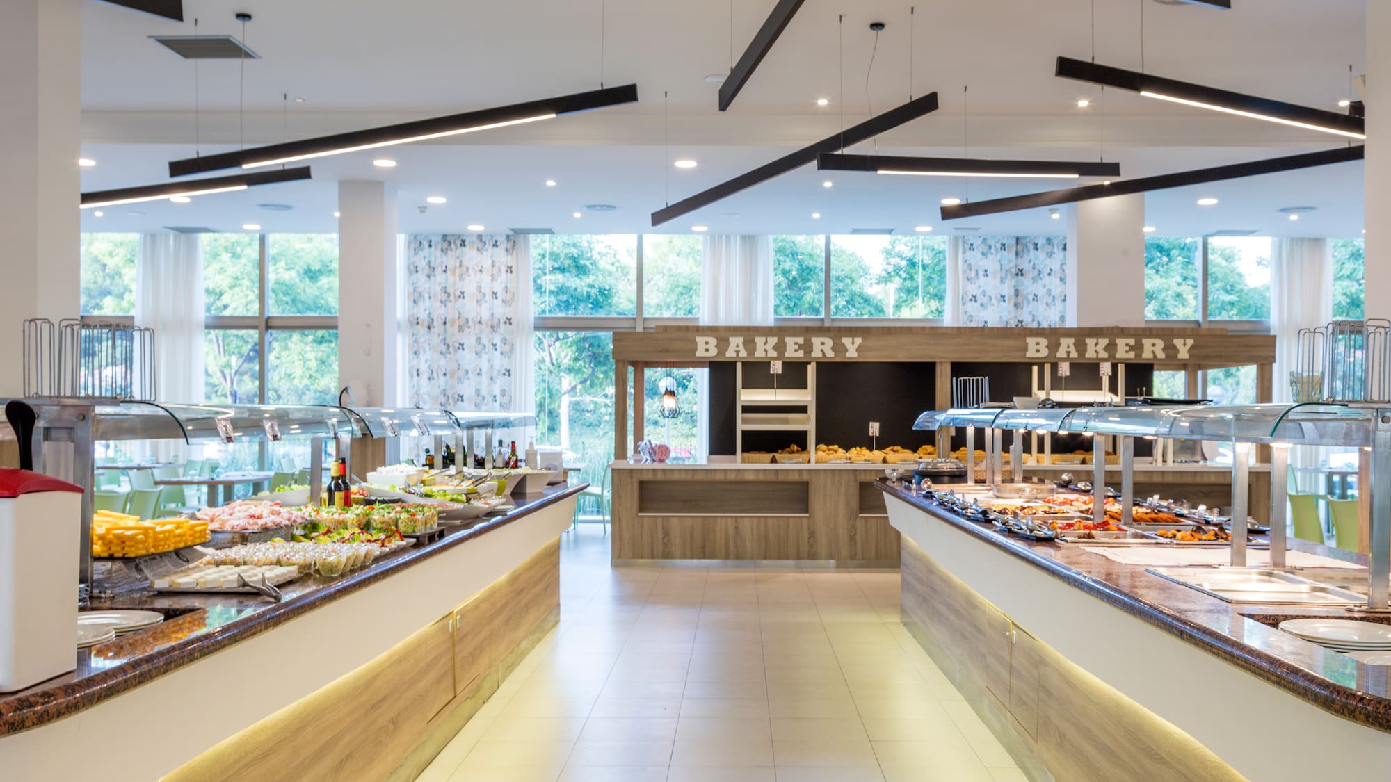a food buffet in a bakery