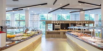 a food buffet in a bakery