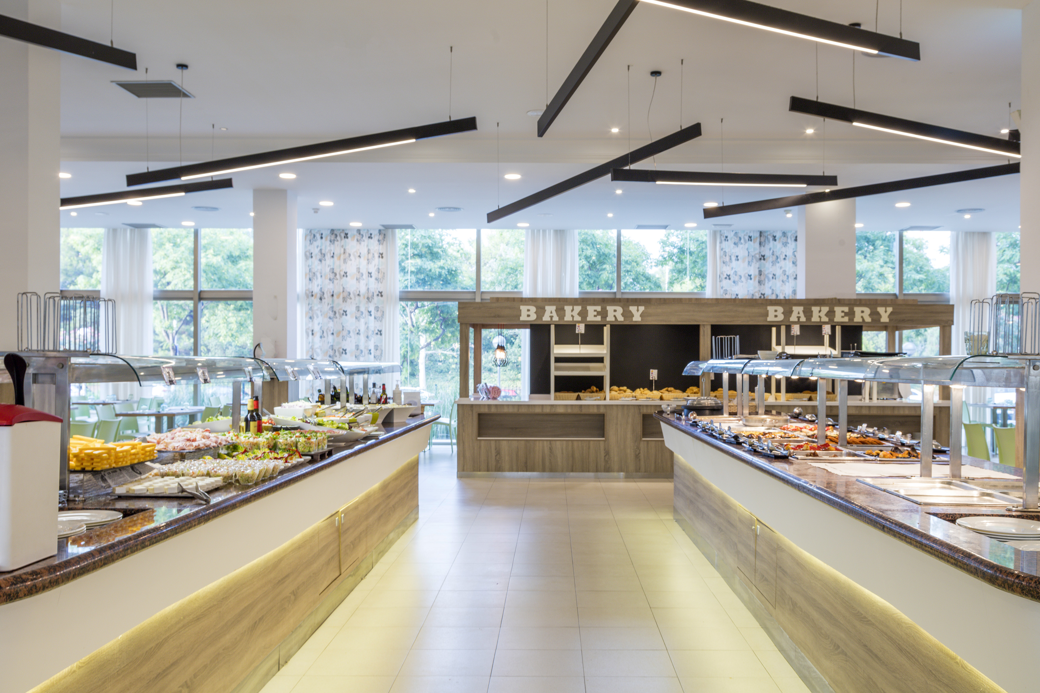 a food buffet in a bakery