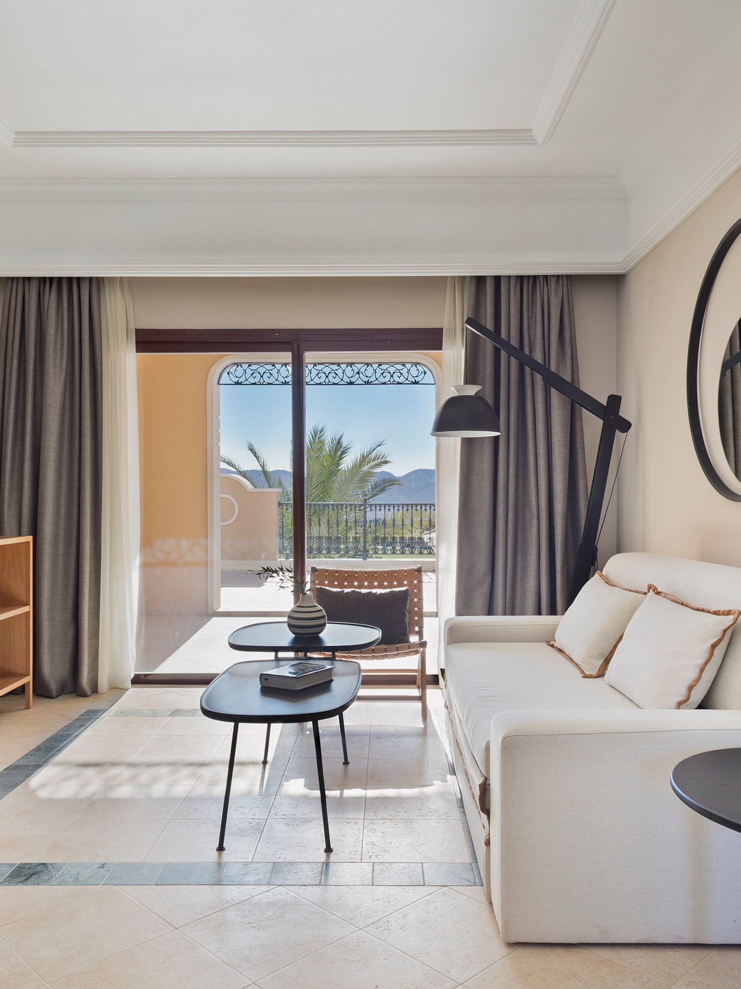 a living room with a couch and a table